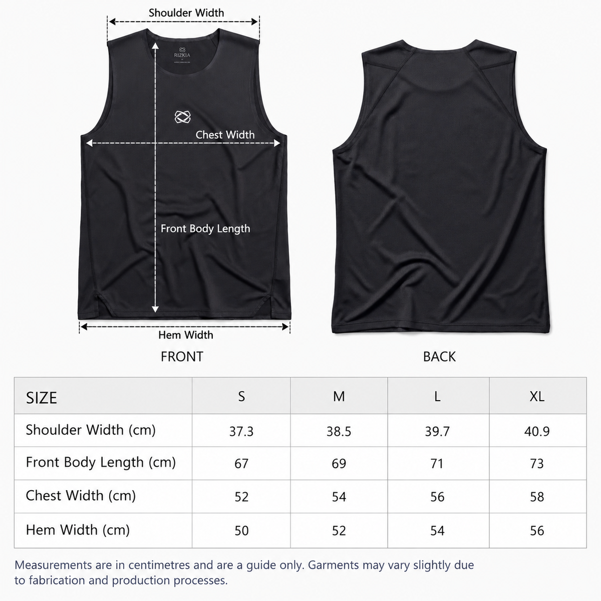 Size guide for Mainline Race Tank - Black